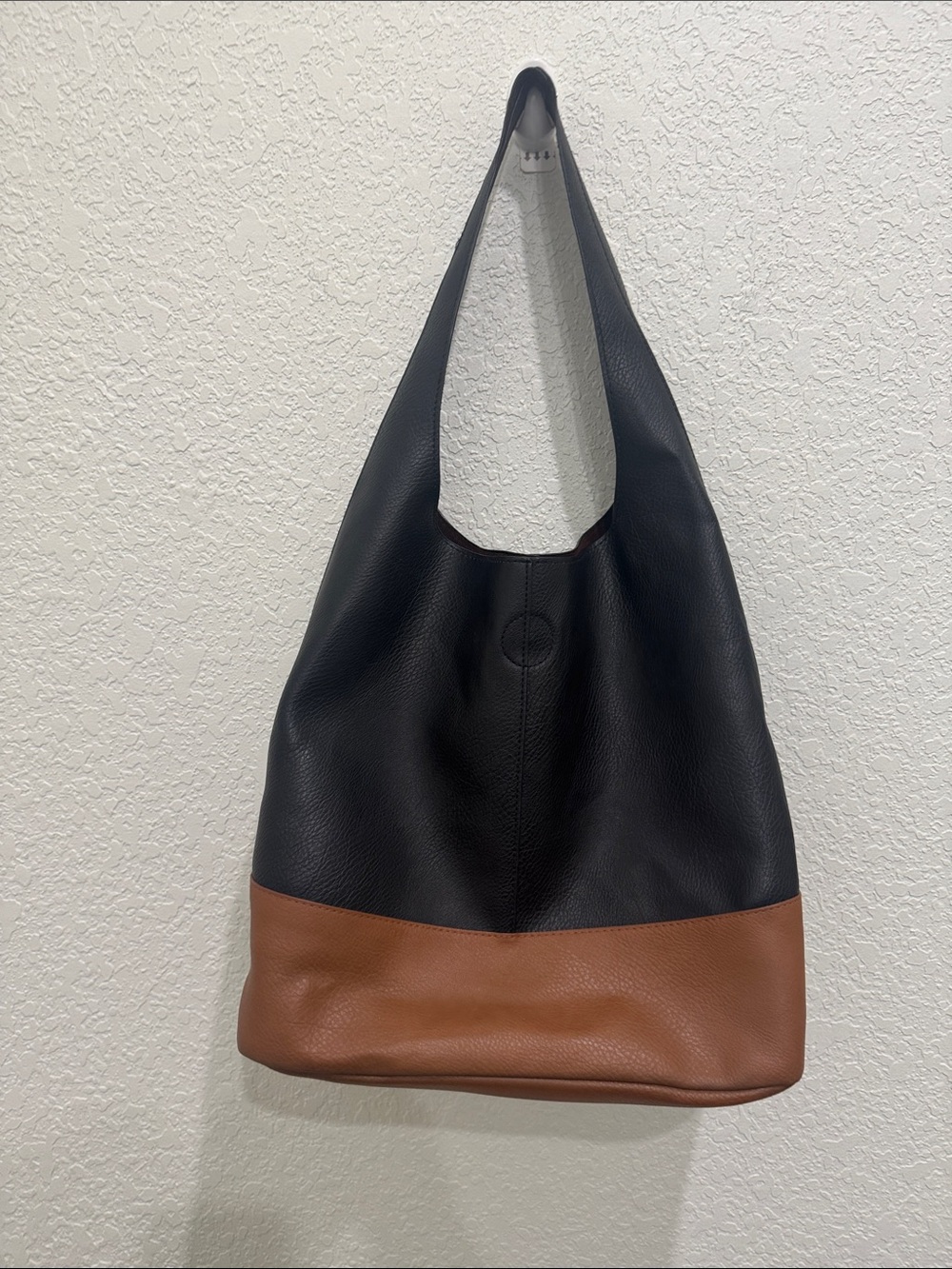 Leather Two-Tone Black and Brown Shoulder Hobo